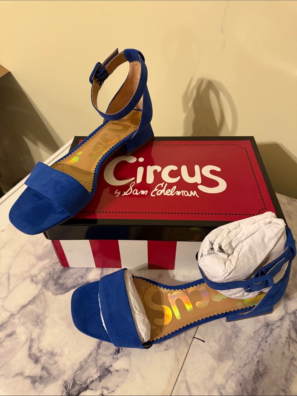 Circus by Sam Edelman Cobalt Blue Ankle-Strap Block Heels